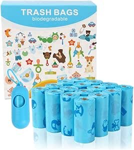 Value Pack Diaper Bag Refills,Biodegradable baby diaper bag， 240 Count，Complimentary trash bag dispenser