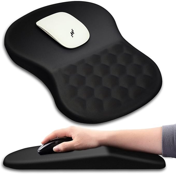 Ergonomic Mouse Pad Wrist Support with Massage Design, Wrist Rest Pain Relief Mousepad with Memory Foam&Non-Slip PU Base, Mouse Pads for Wireless Mouse & Desk