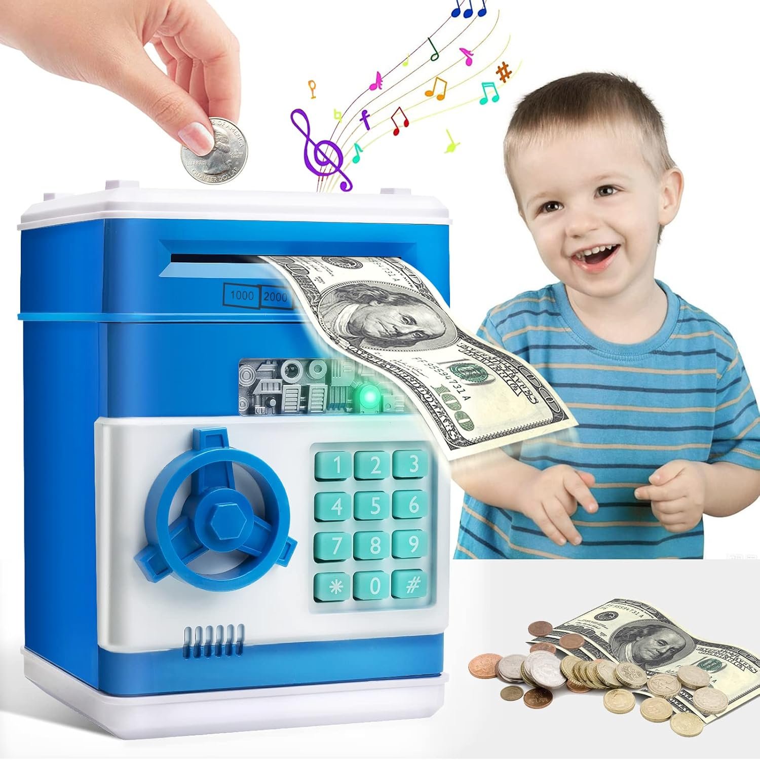 Piggy Bank Cash Coin Can (Blue)