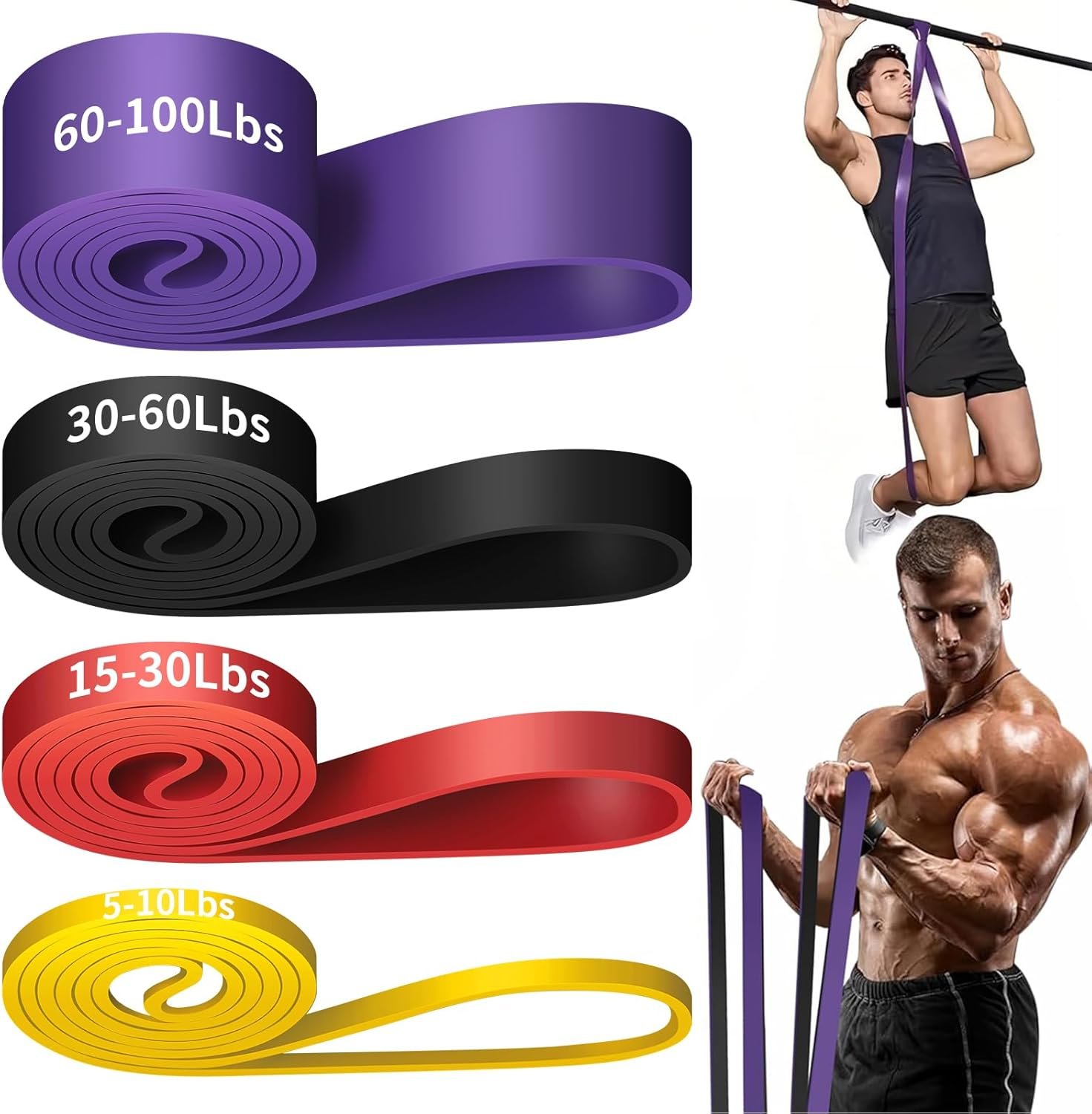 Resistance Band, Pull Up Bands, Pull Up Assistance Bands, Workout Bands, Exercise Bands, Resistance Bands Set for Legs, Working Out, Muscle Training, Physical Therapy, Shape Body, Men Women