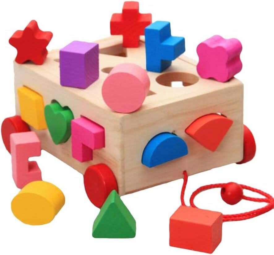 AM ANNA Kid's Wooden Building Blocks Eductional Toys,red