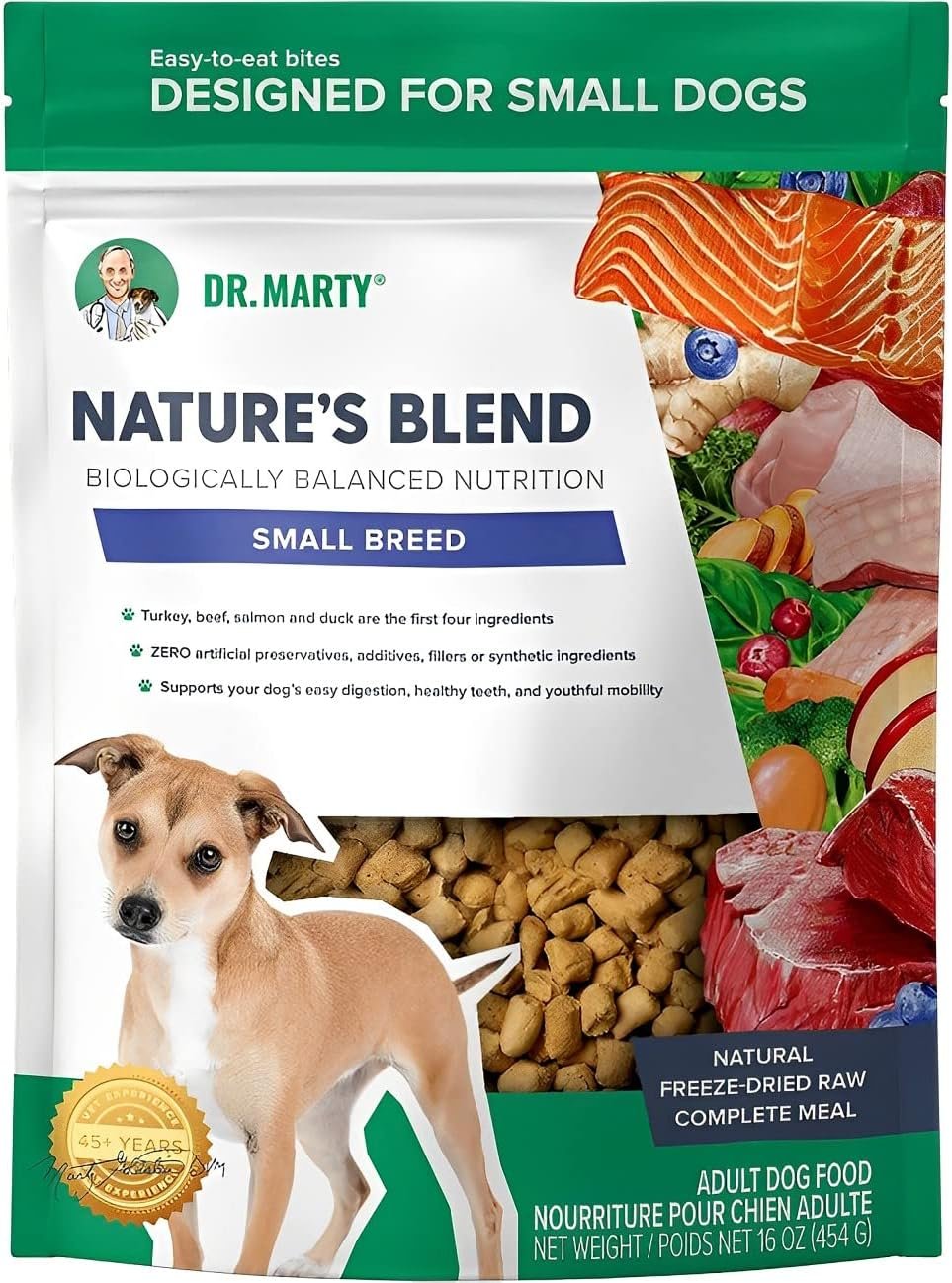 Dr. Marty Nature's Blend Adult Small Breed Freeze-Dried Raw Dog Food 16 oz, 1 Pound