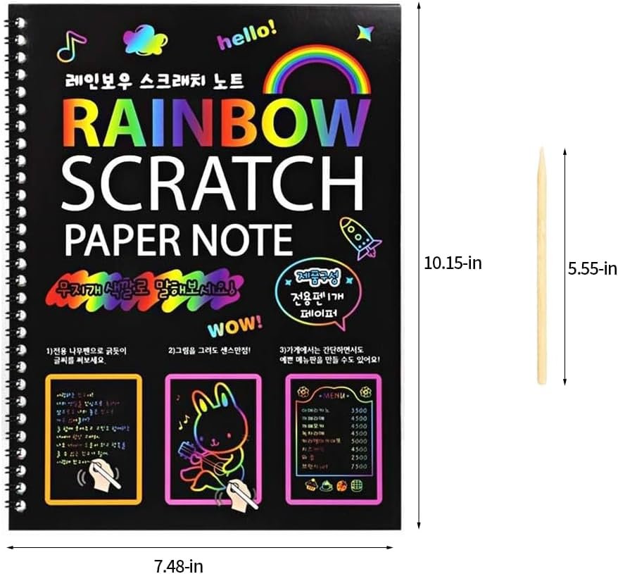 Large SCRATCH NOTE PAD Scratch book with wooden stick scratch notepad size 26cmx19cm